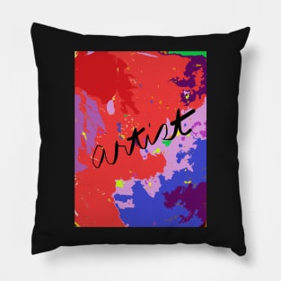 ARTIST: painted in reds, blues and purples Pillow