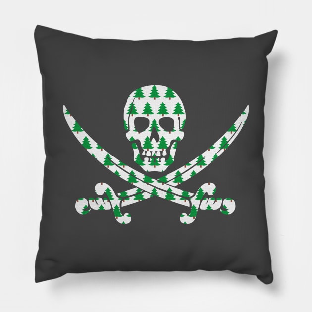 Skull and Crossbones Christmas Tree Pattern Pillow by FandomTrading