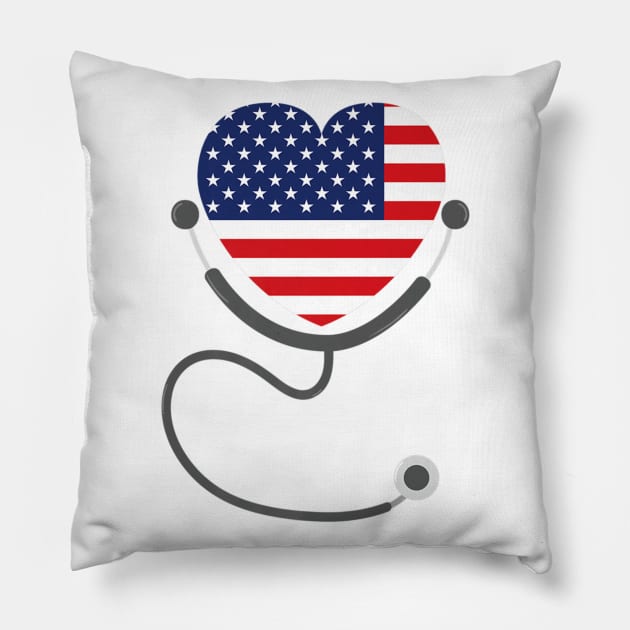 USA Flag Registered Nurse USA Flag T-Shirt 4th July Nursing Pillow by RoseKinh