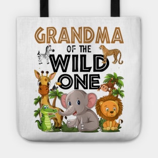 Grandma Of The Wild One Birthday 1st Safari Jungle Family Tote