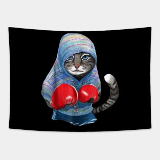 Cat In Boxing Suit Tapestry