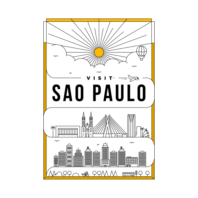 Sao Paulo Minimal Lineal Poster by kursatunsal