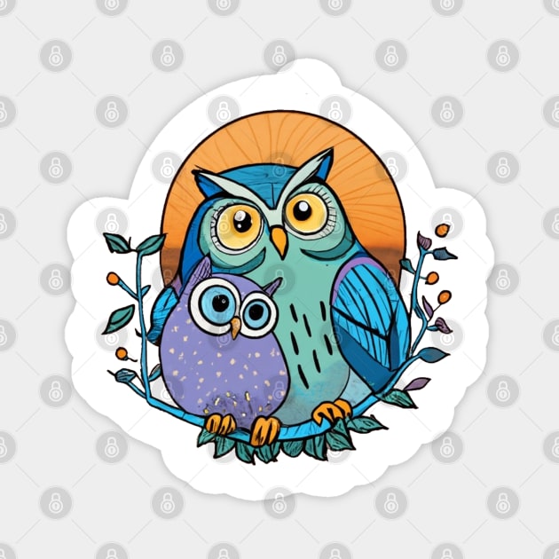 mommy and baby owl Magnet by JnS Merch Store