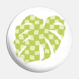 Checker Board Monstera Leaf - lime green and pistachio Pin