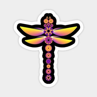 Mandala Dragonfly | Neon Plasma Flames Yellow Red Blue Magnet