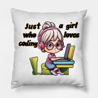 Just a girl who loves coding Pillow