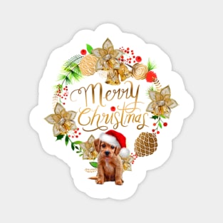 Merry Christmas With Dog Magnet