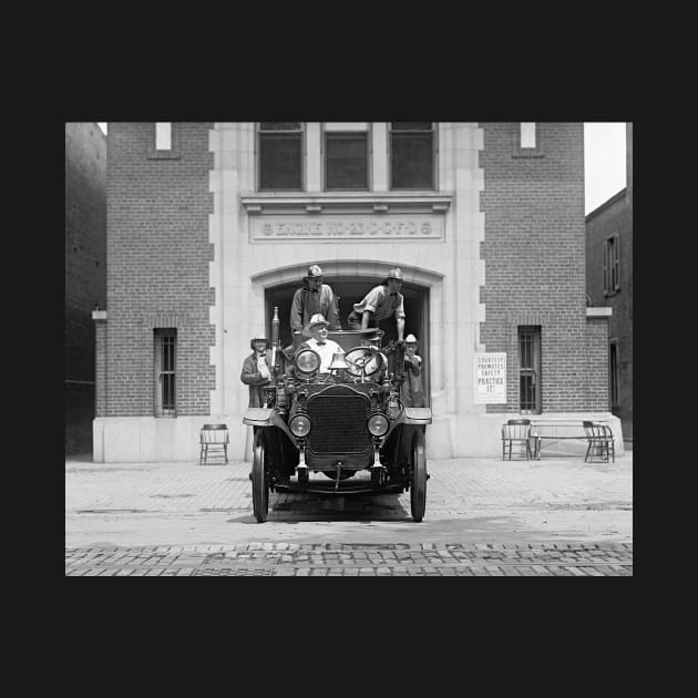 Fire Engine Crew at Firehouse, 1925. Vintage Photo by historyphoto