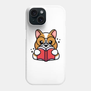 Cute dog reading book cartoon Phone Case