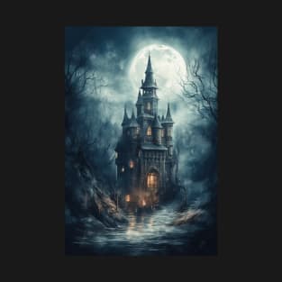 Gothic Futurism Castle in the Old Ancient Forest T-Shirt