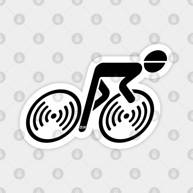 Racing Cyclist (Racer, Road Bike, Bicycle / L–>R / Black) Magnet by MrFaulbaum