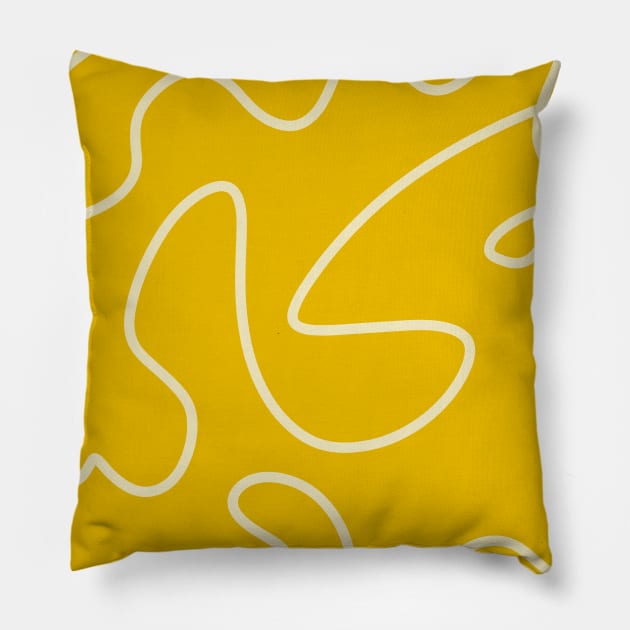 Warm Yellow Abstract Line Art Boho Pillow by Trippycollage