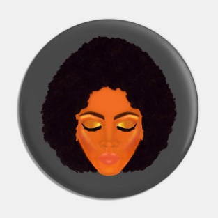 Chic Afro and Gold Makeup (Gray Background) Pin