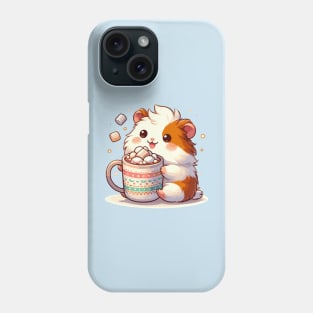 Cute guinea pig drinking hot chocolate with marshmallows Phone Case