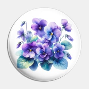 Watercolor Violets Purple Pansy Watercolor Painting Pin