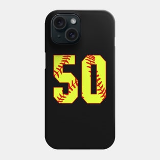 Fastpitch Softball Number 50 #50 Softball Shirt Jersey Uniform Favorite Player Biggest Fan Phone Case