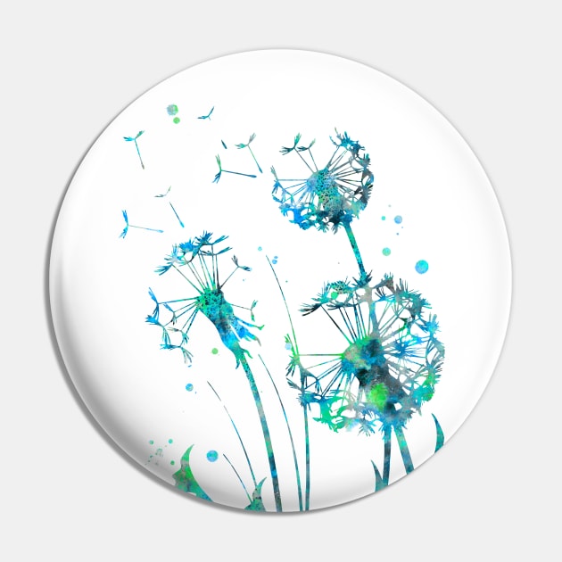 Dandelion Watercolor Painting Pin by Miao Miao Design