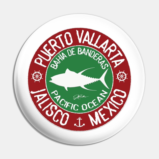 Puerto Vallarta, Jalisco, Mexico, with Yellowfin Tuna Silhouette Pin by jcombs