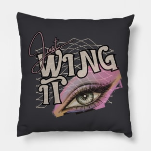 just wing it 90's vintage punk Pillow