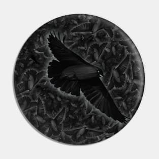 Painted Black Raven Pin