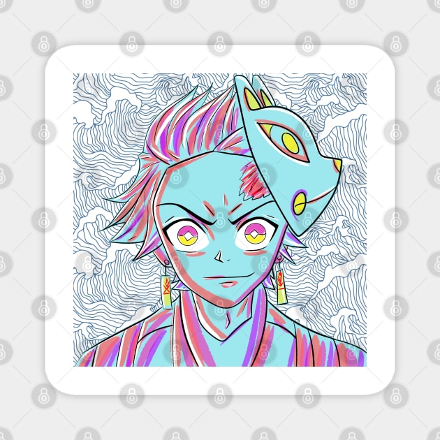 the demon slayer, tanjiro kamado in wallpaper art Magnet by jorge_lebeau