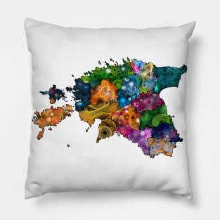 Spirograph Patterned Estonia Counties Map Pillow