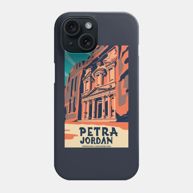 A Vintage Travel Art of Petra - Jordan Phone Case by goodoldvintage