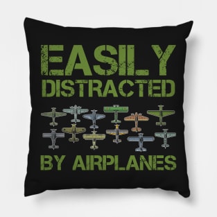 Easily Distracted By Airplanes, Vintage Aircraft Pillow