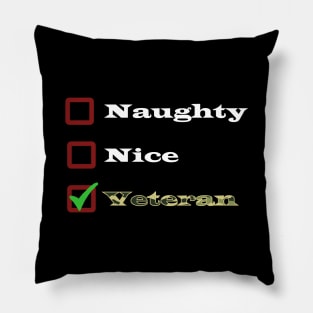 Merry Veteran Christmas - Naughty Nice Christmas List Pillow