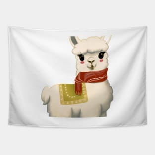 Cute Llama Drawing Tapestry