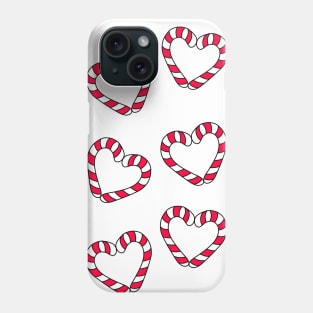 Christmas Candy Cane Hearts Cartoon Pattern, made by EndlessEmporium Phone Case