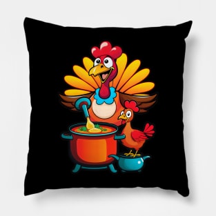 Funny Thanksgiving Turkey and Chicken Soup Pillow