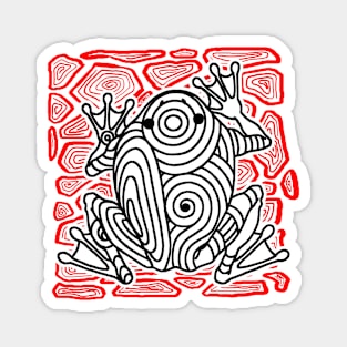 Frog Toad Rock Tribal Tattoo Art Red Black Magnet