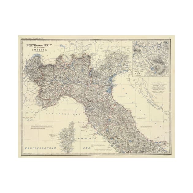 Vintage Map of Northern Italy (1861) by Bravuramedia