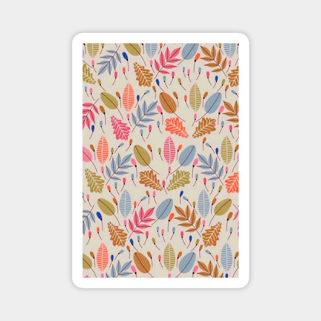 Retro Leaves Illustration Magnet by giantplayful