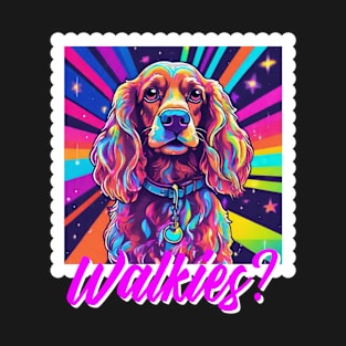 Cocker Spaniel Dog Walkies Bright Rainbow Puppy Mama T-Shirt