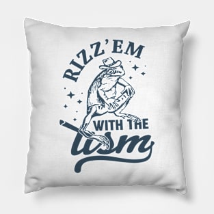 rizz em with the tism frog meme Pillow