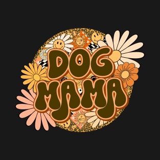 Dog Mama Retro Groovy Floral Leopard T-Shirt