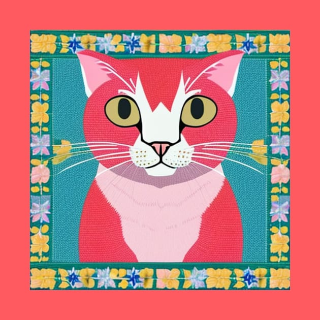 Pink cat in the frame by LeahHa