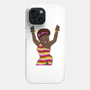 African American black woman disco funky dancing. Phone Case