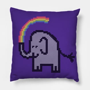 Knitted Cute Animals Elephant and Rainbow Pillow