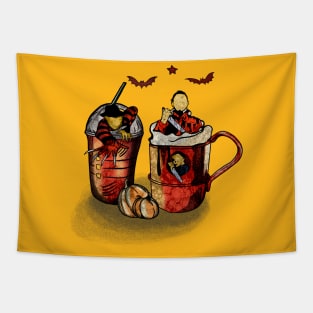 Skeleton Coffee Cups horror Tapestry