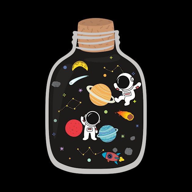 Space In A Bottle Funny Astronauts by LaurelBDesigns