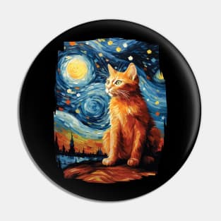 Starry Night Orange Cat - For Van Gogh Cat Moms & Cat Dads Pin