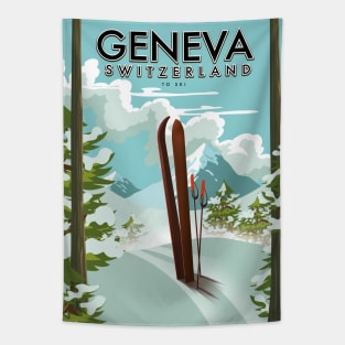 Geneva Switzerland ski poster Tapestry