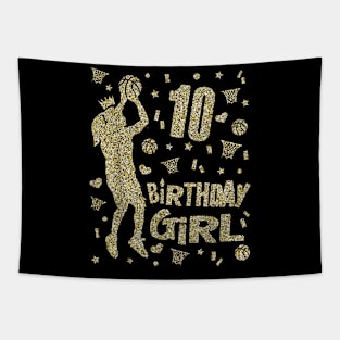 10th Birthday Girls Basketball Fans Player Age Ten Party Tapestry