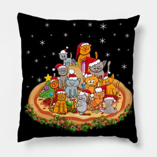 Santa Kitten Cat Pizza Santa Hat Christmas Cat Lover Pillow