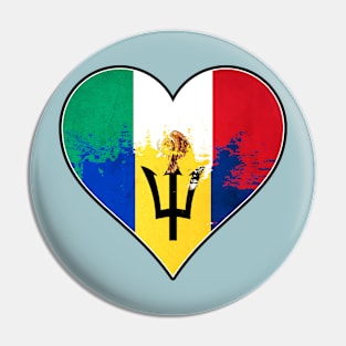 Mexican and Barbadian Heart Mix Heritage Flag Pin