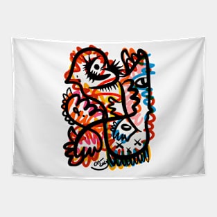 Tribal Graffiti Creature Tapestry