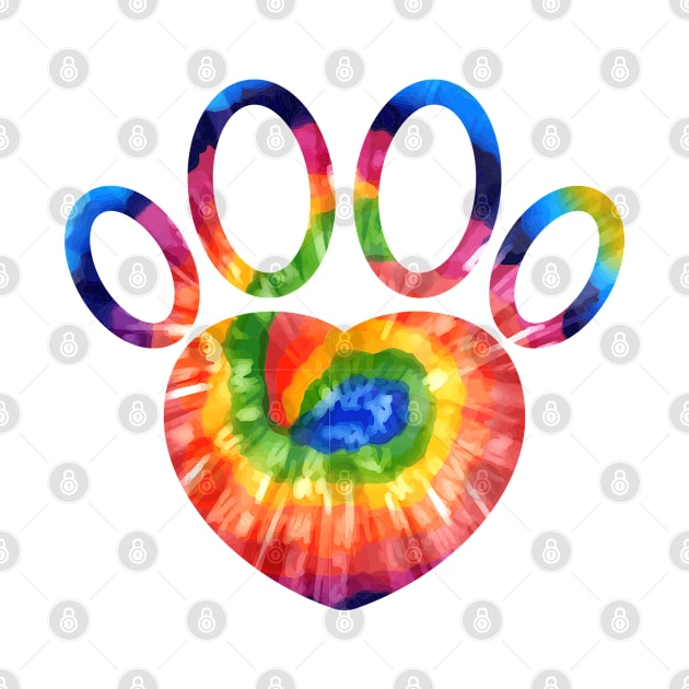 Dog Paw Tie Dye Cat Paw Print Animal Lover Birthday Tee Gift by kaza191